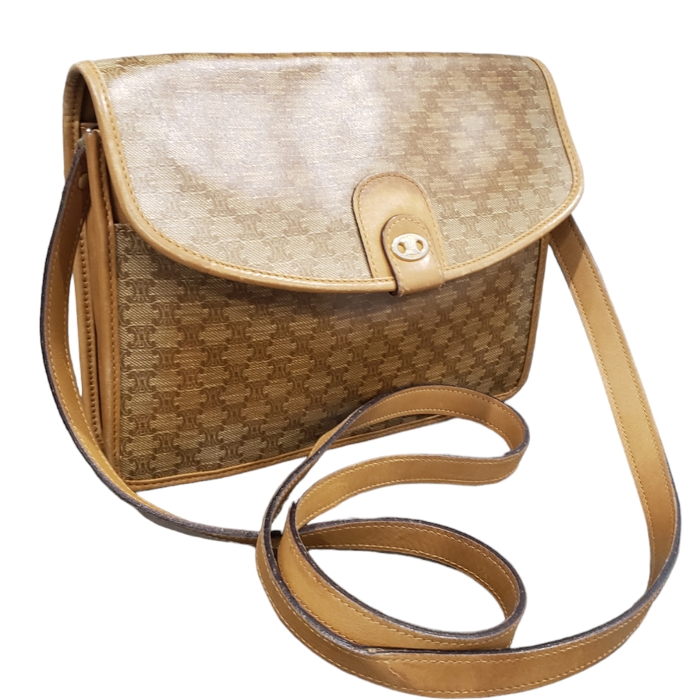 Celine Macadam Vintage Crossbody PVC Clutch Handbag Bag Purse